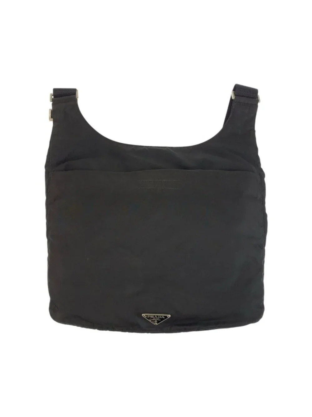 Prada Tessuto Black Silver Nylon Shoulder Bag